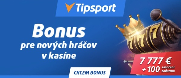 Tipsport bonus 7 777 Eur a 100 free spinov