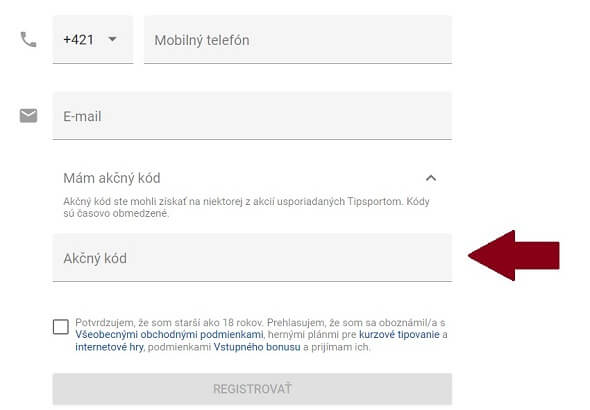 Tipsport Akčný kód 2022