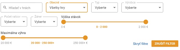 Filter hier v Tipsport kasíne