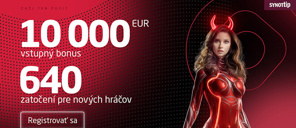 Vstupný bonus v online kasíne SynotTip 250 spinov bez rizika