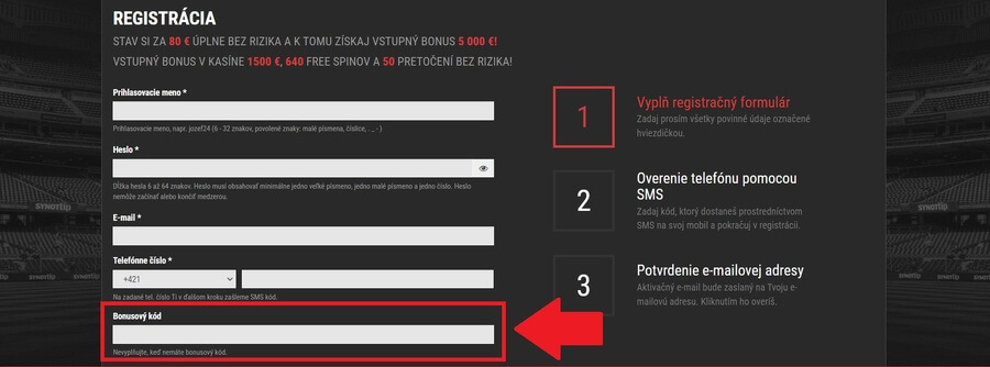 Bonusový kód SynotTip