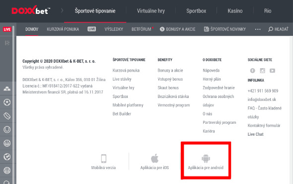 Umiestnenie ikony pre stiahnutie Android app