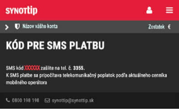 SYNOT TIP sms platba