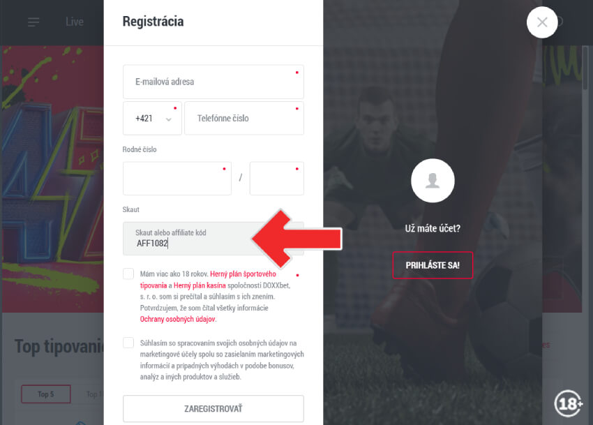 DOXXbet skaut kód na&nbsp;free spiny