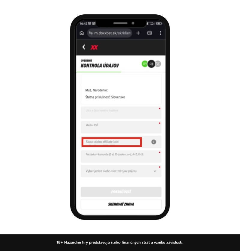 DOXXbet skaut kód