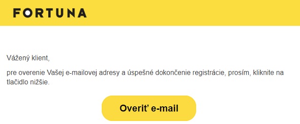 Fortuna overenie emailu