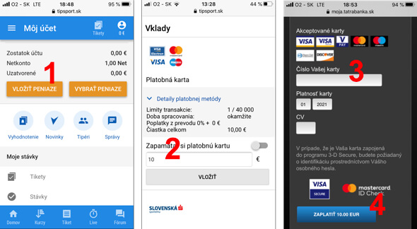 Vklad do Tipsport kasína cez mobil