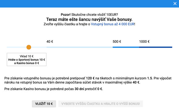 Tipsport medzikrok pri vklade bonus