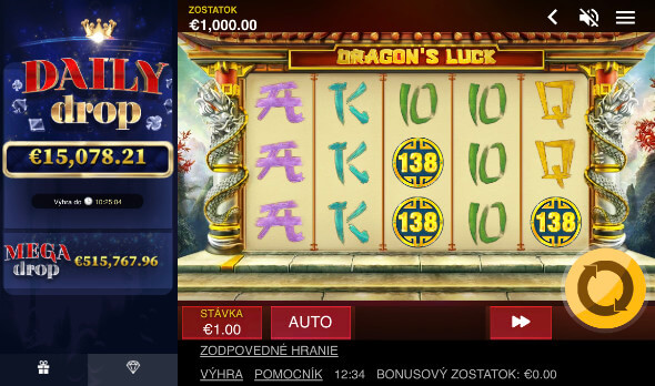 Jackpotová hra Dragon's Luck - klikni a hraj