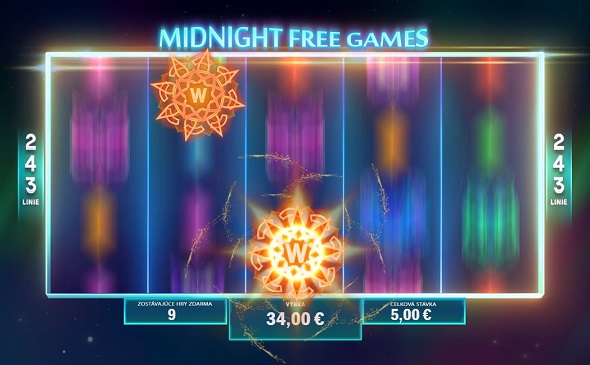 Náhodné WILD symboly vo funkcii MIDNIGHT free spins