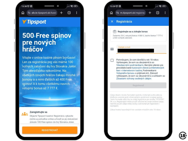 Tipsport registrácia – krok č.&nbsp;1