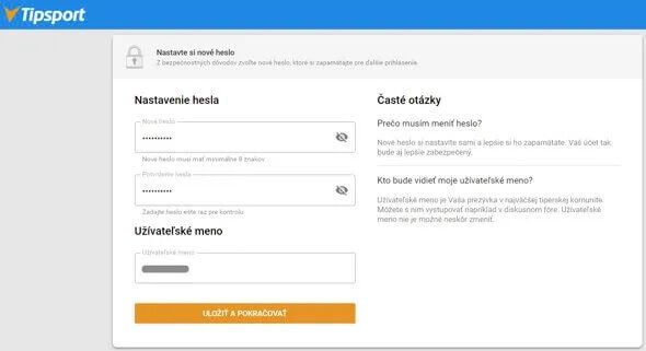 Tipsport registrácia účtu