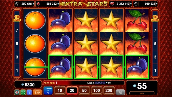 WILD symbol na automate Extra Stars od EGT