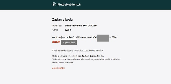 Platba mobilom v Doxxbet kasíne