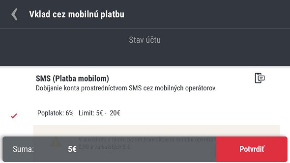 Vklad cez mobil v Doxxbete