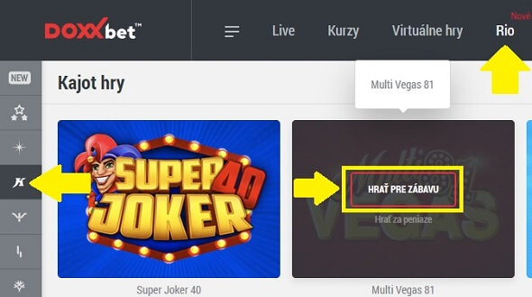 Doxxbet Kajot hry zadarmo