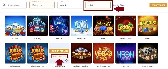 Tipsport Kajot automaty zdarma