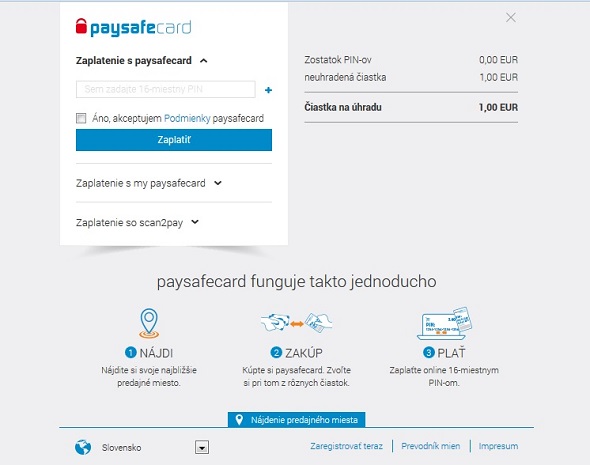 Paysafecard v Tipsporte