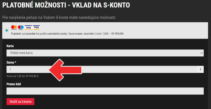 Casino vklad 1 euro SynotTip