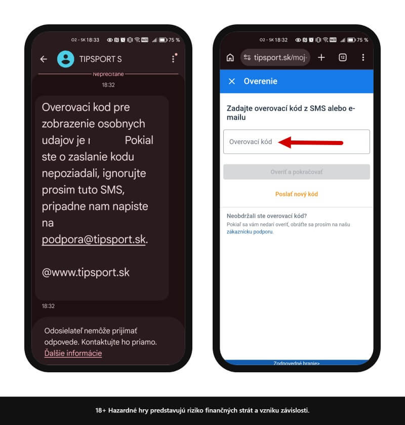 Overovací kód Tipsport
