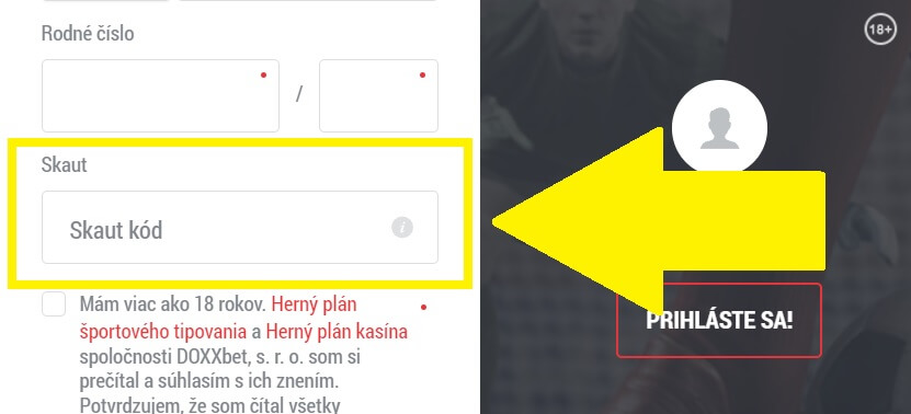 Počas Doxxbet registrácie nezabudnite zadať náš Skaut kód AFF1082