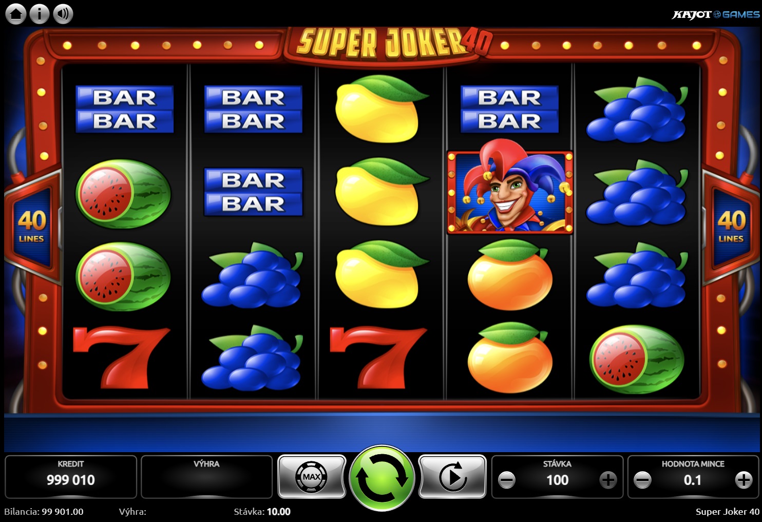 Super Joker 40 v Betor casine