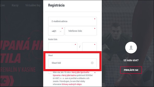DOXXbet skaut kód