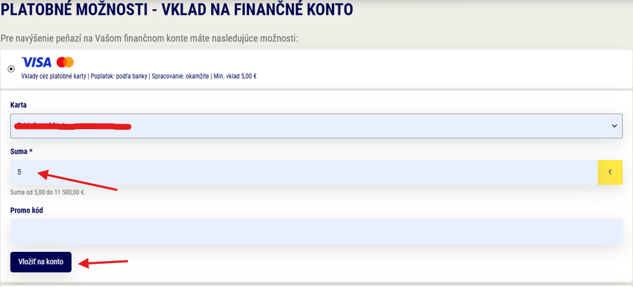 Vklad 5 eur do&nbsp;kasína Sazka Hry