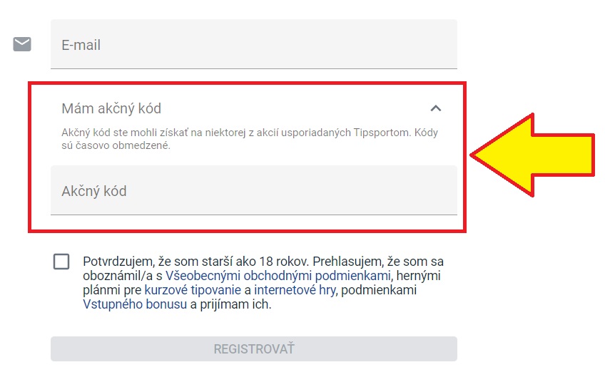 Tipsport akčný kód dnes 2022