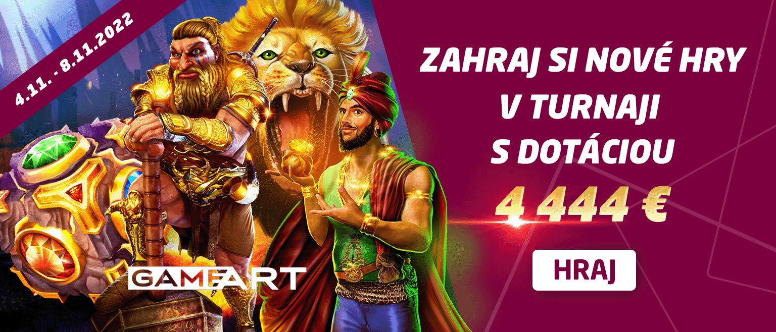 Synottip turnaj o 4444 eur na GameArt automatoch