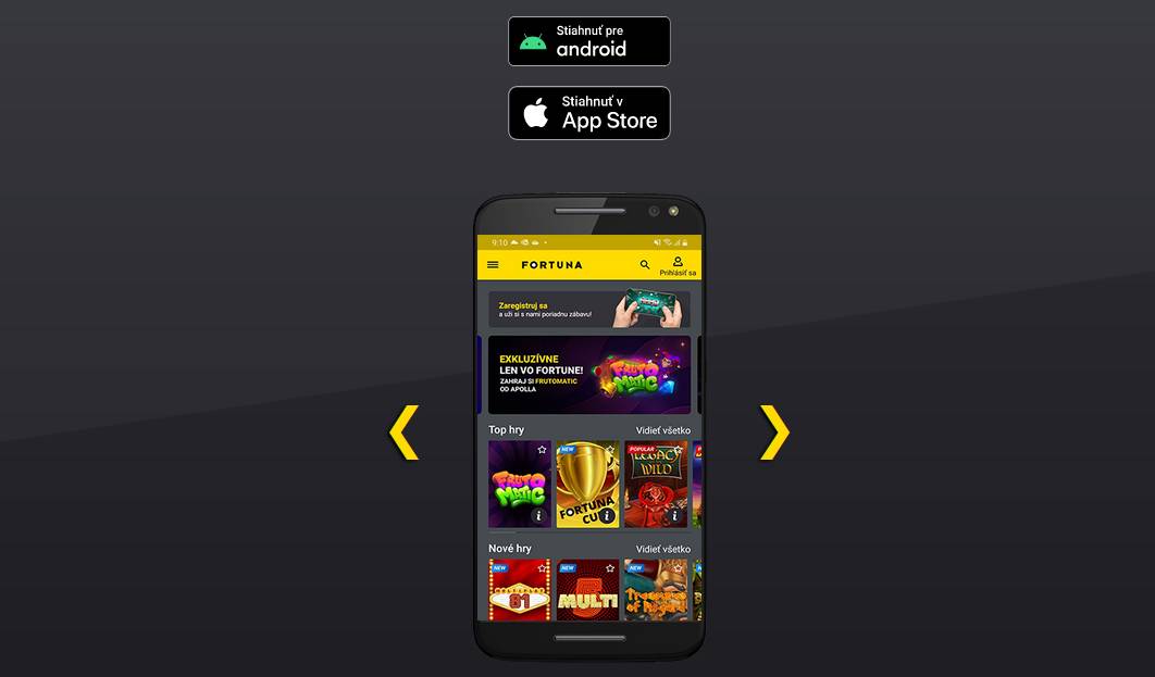 Fortuna online casino Vegas appka pre mobil