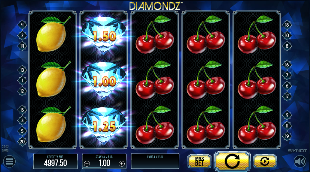Betor online casino Diamondz automat Synot Games