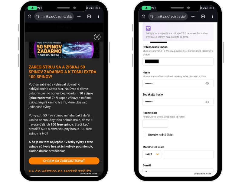 Niké registrácia – krok č.&nbsp;1