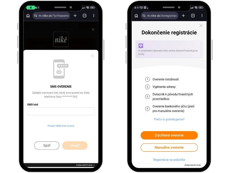 Niké registrácia – krok č.&nbsp;3