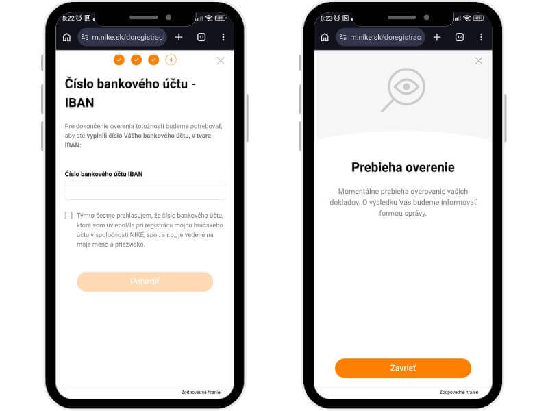 Niké registrácia – krok č.&nbsp;6