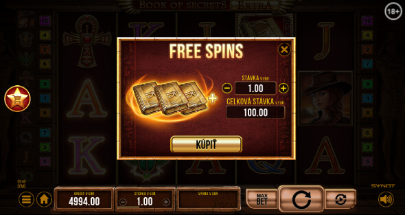 Synot Tip online casino automat Book of Secrets Extra free spins