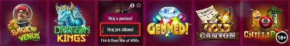 Automaty zadarmo v Synottipe
