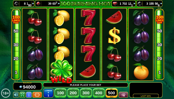 Tipsport online kasíno automat 100 Burning Hot