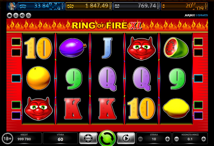 Tipsport online casino - automat Ring of Fire XL