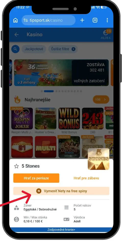 Tipsport Nety za&nbsp;free spiny