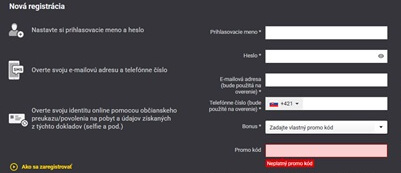 Fortuna promo kód k registrácii