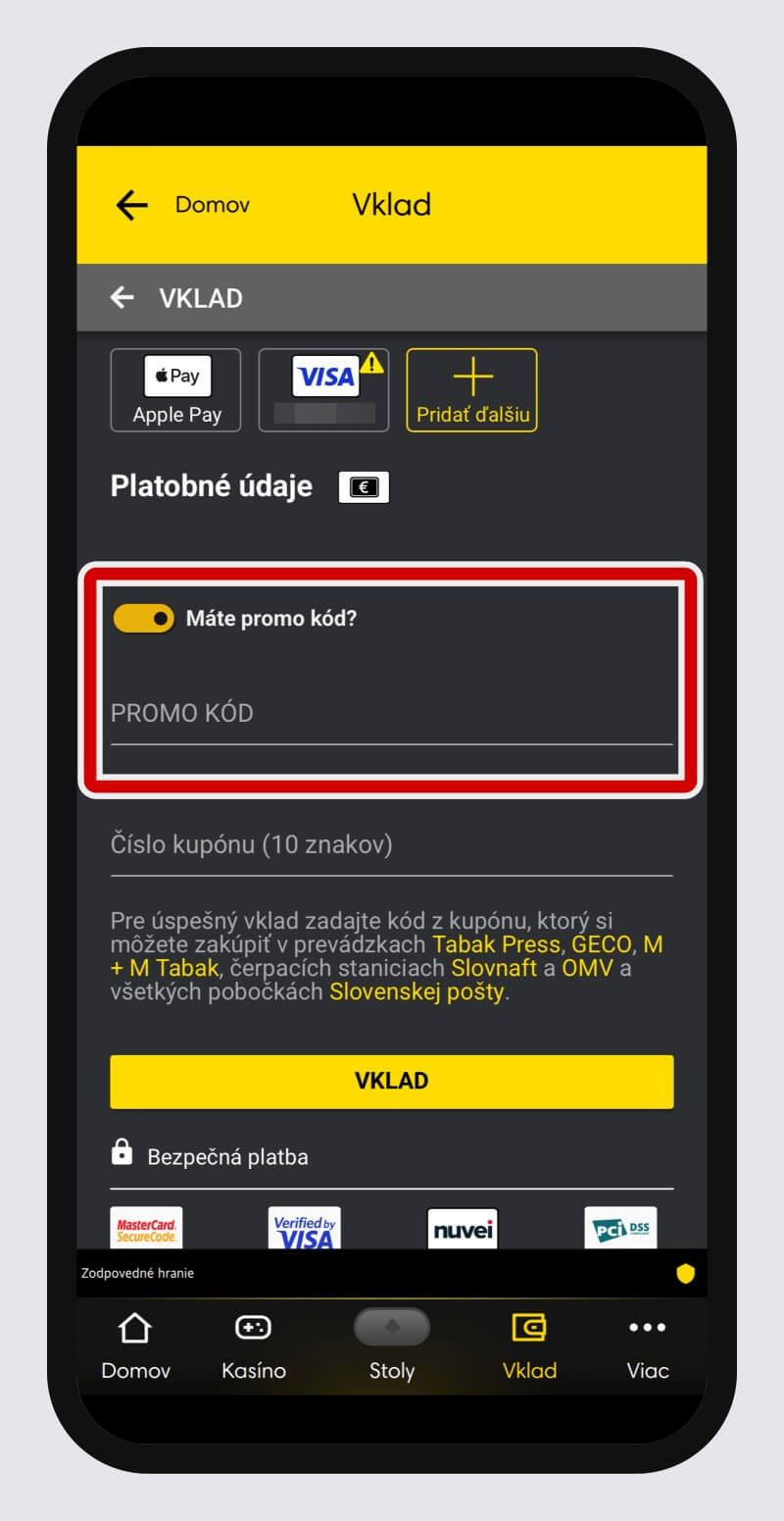 Fortuna promo kód pri&nbsp;vklade