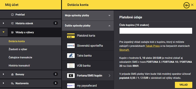 Dobite si Fortuna konto aj cez sms!