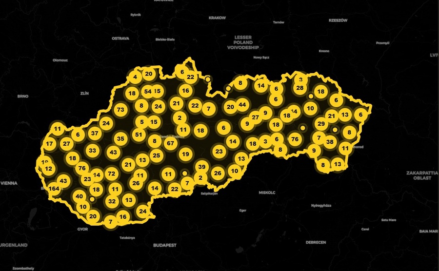 Mapa Fortuna pobočiek