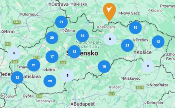 Tipsport pobočky – mapa