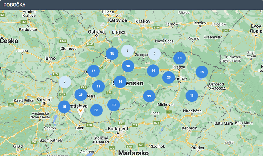 Pobočky Tipsportu na Slovensku (mapa)