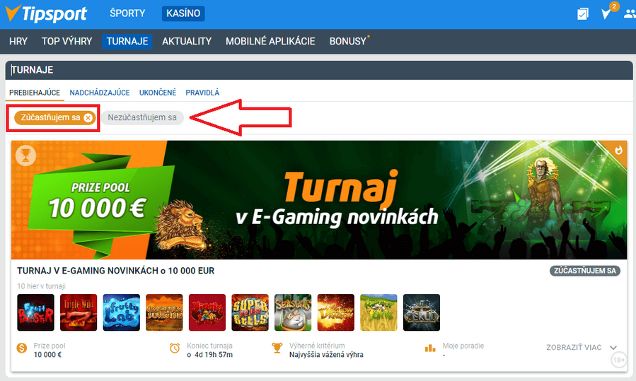 Tipsport casino turnaj