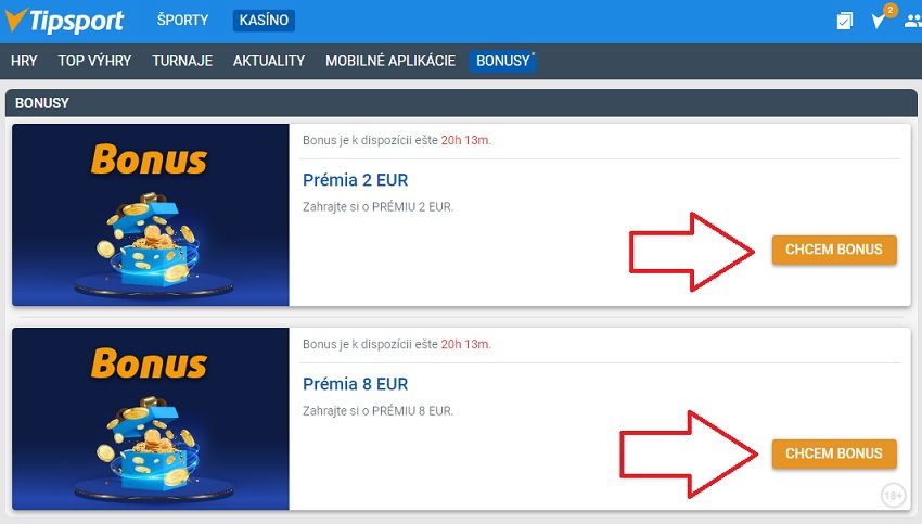 Tipsport prémia 50 €
