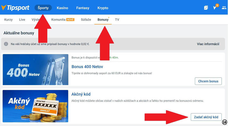 Akčný kód Tipsport