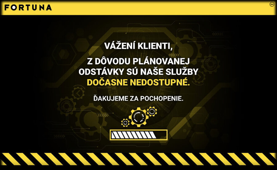 Oznámenie pri Fortuna odstávke